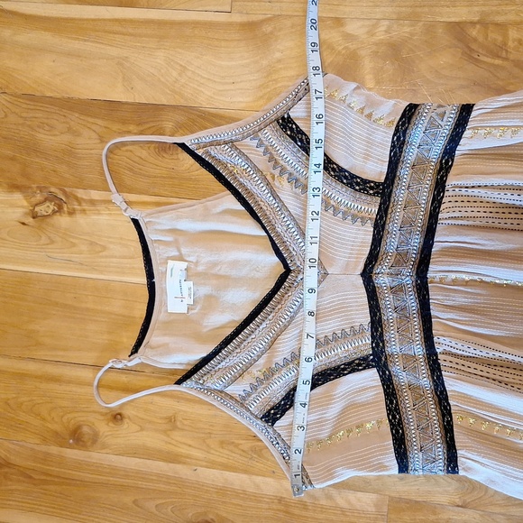 Anthropologie Robin Embroidered Spaghetti Strap Tiered Boho Maxi Dress Size 8 - Picture 14 of 16